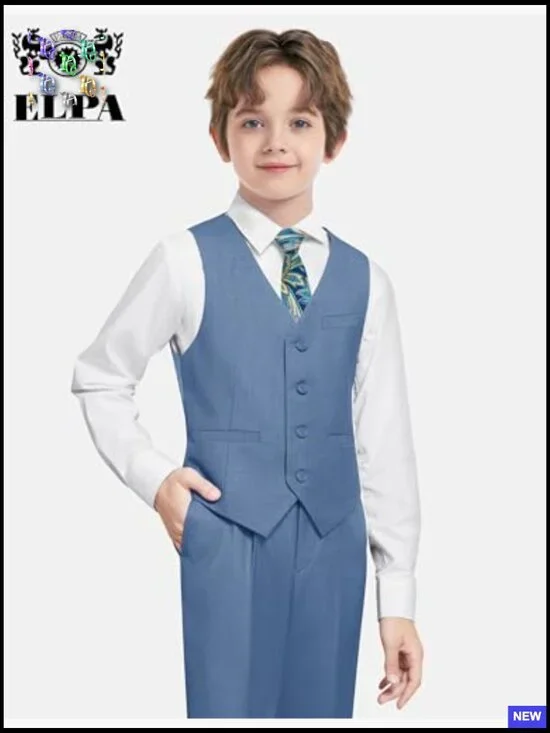 Boys Formal Suit Vest Set with Suspenders Classic Elegant Groomsman Attire - Picture 5 of 7